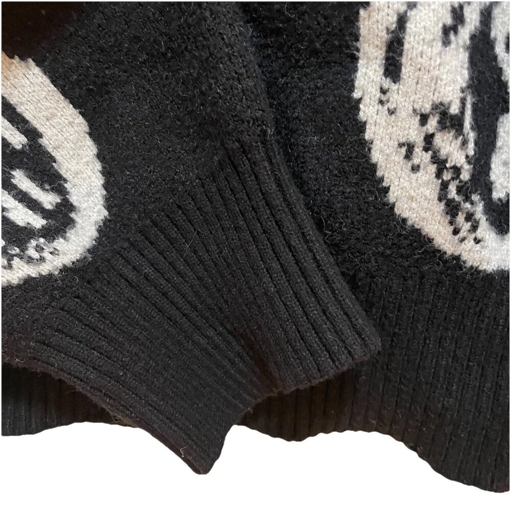 One Teaspoon Black and White "All Smiles" Oversized Knit Sweater Sz XXS - Picture 8 of 11